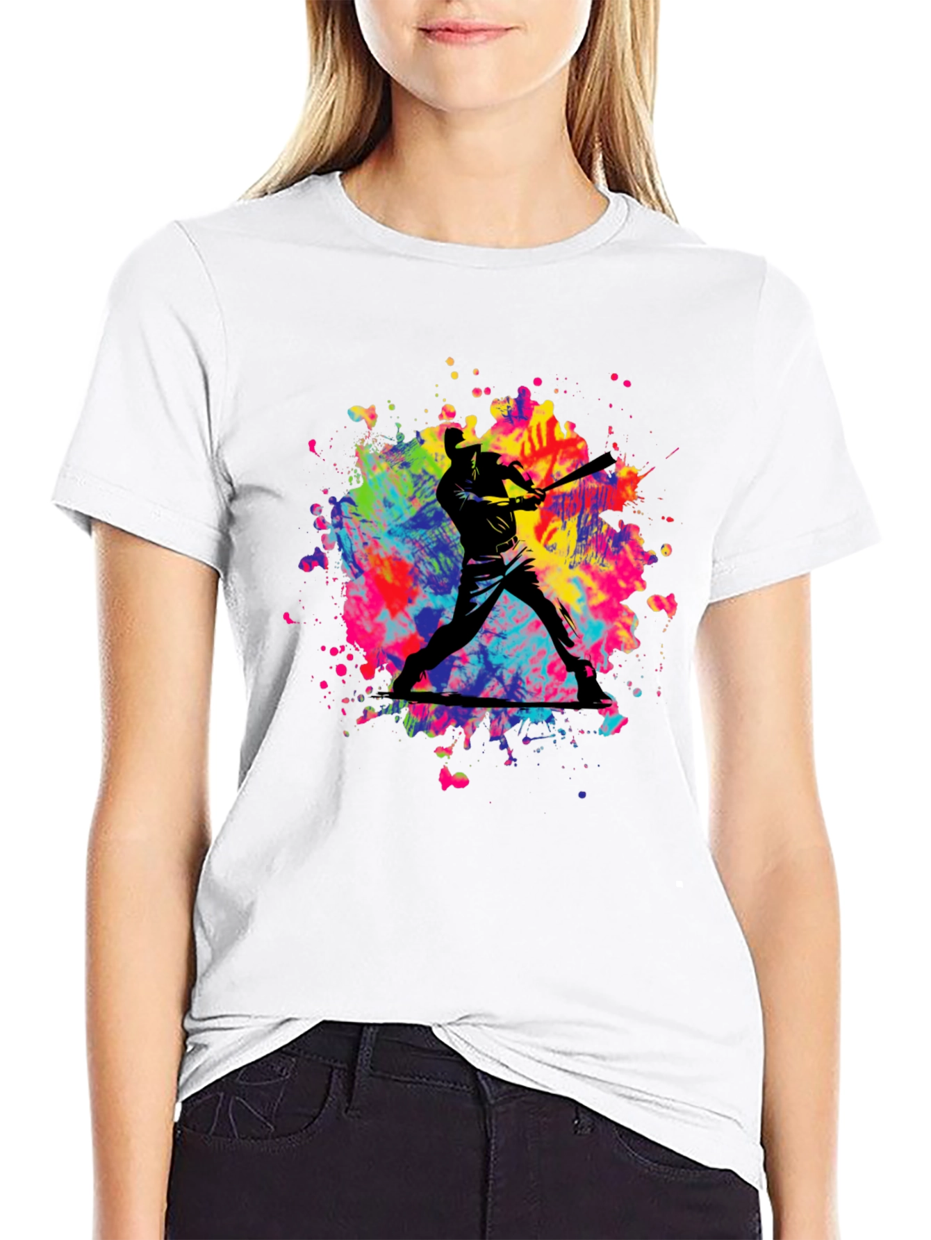 Colorful Baseball Player T-Shirt