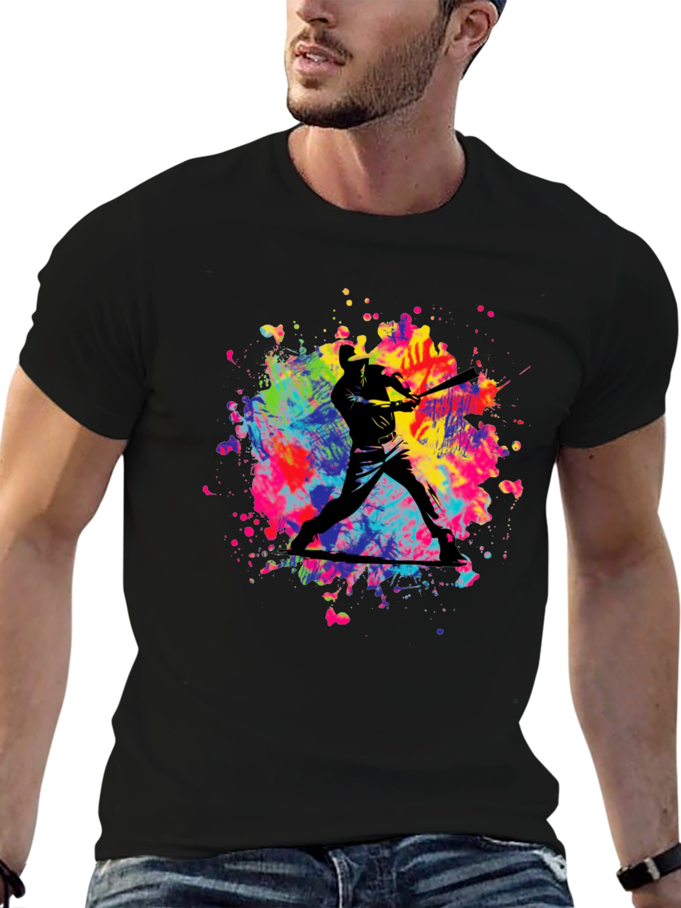 Colorful Baseball Player T-Shirt