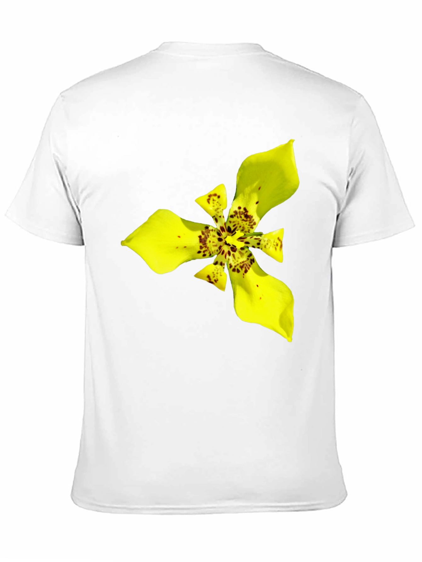 Black T-Shirt with Exotic Yellow Flower Graphic
