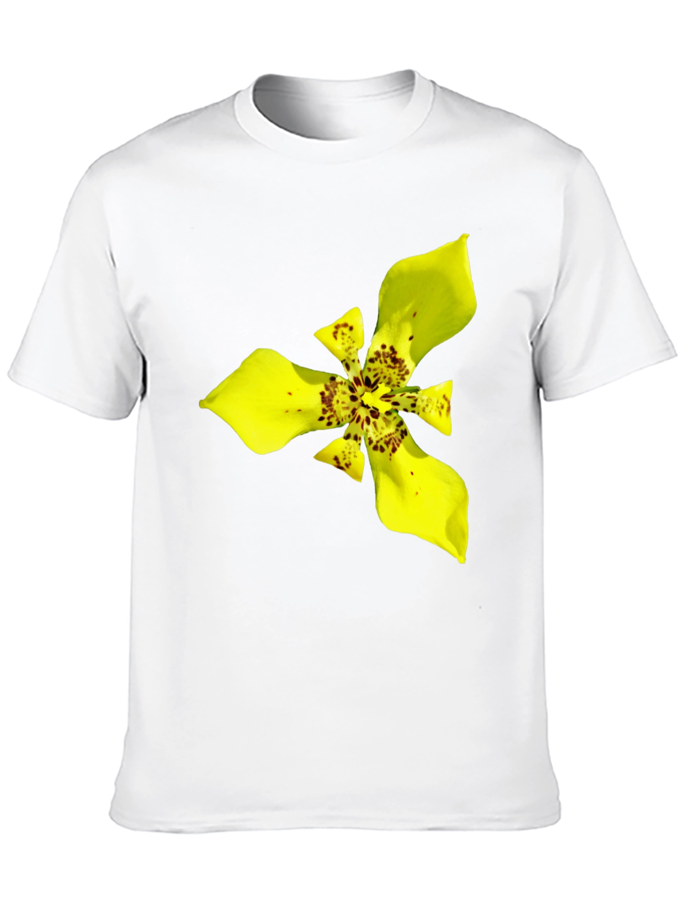 Black T-Shirt with Exotic Yellow Flower Graphic