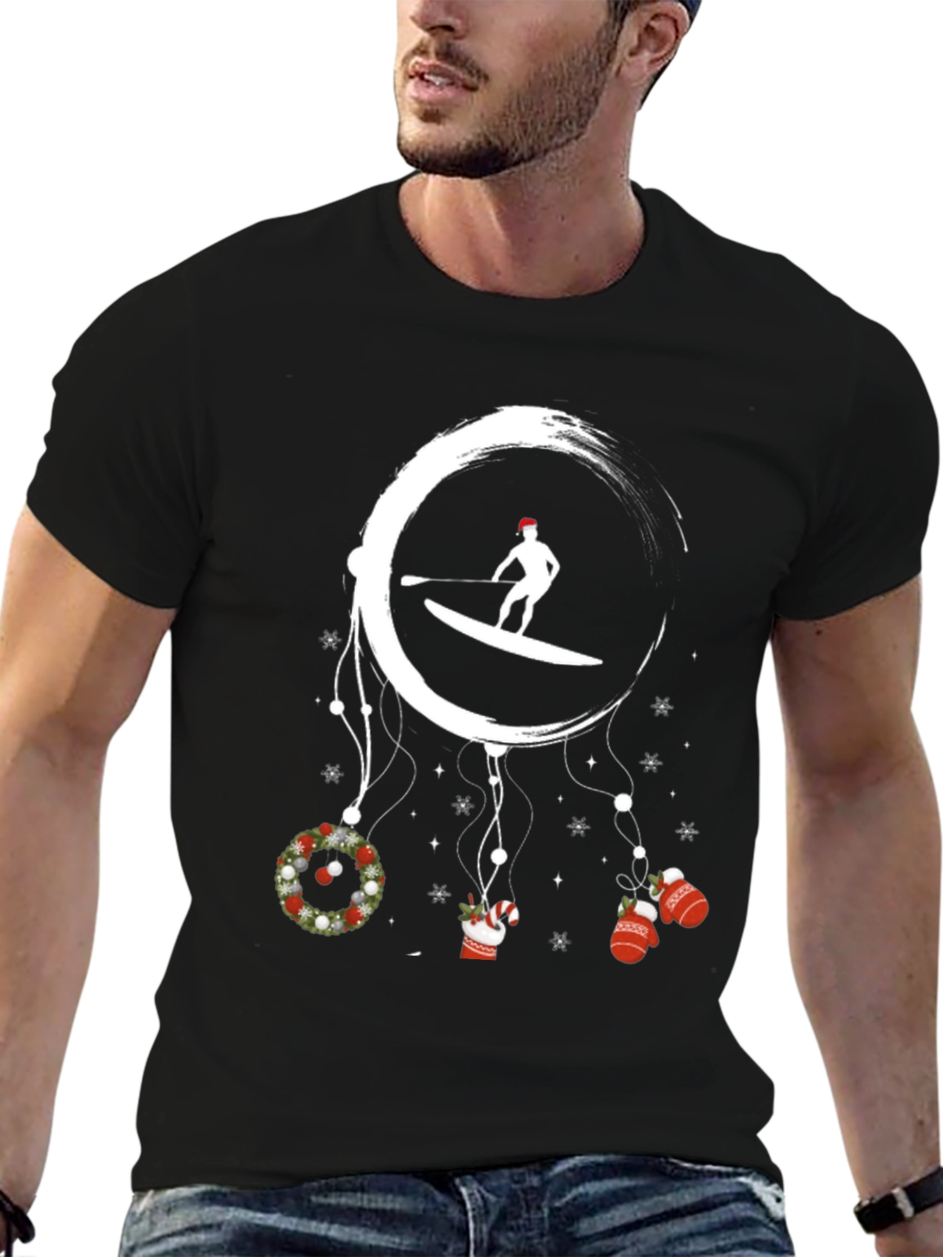 Christmas Paddle Boarding Graphic Tee