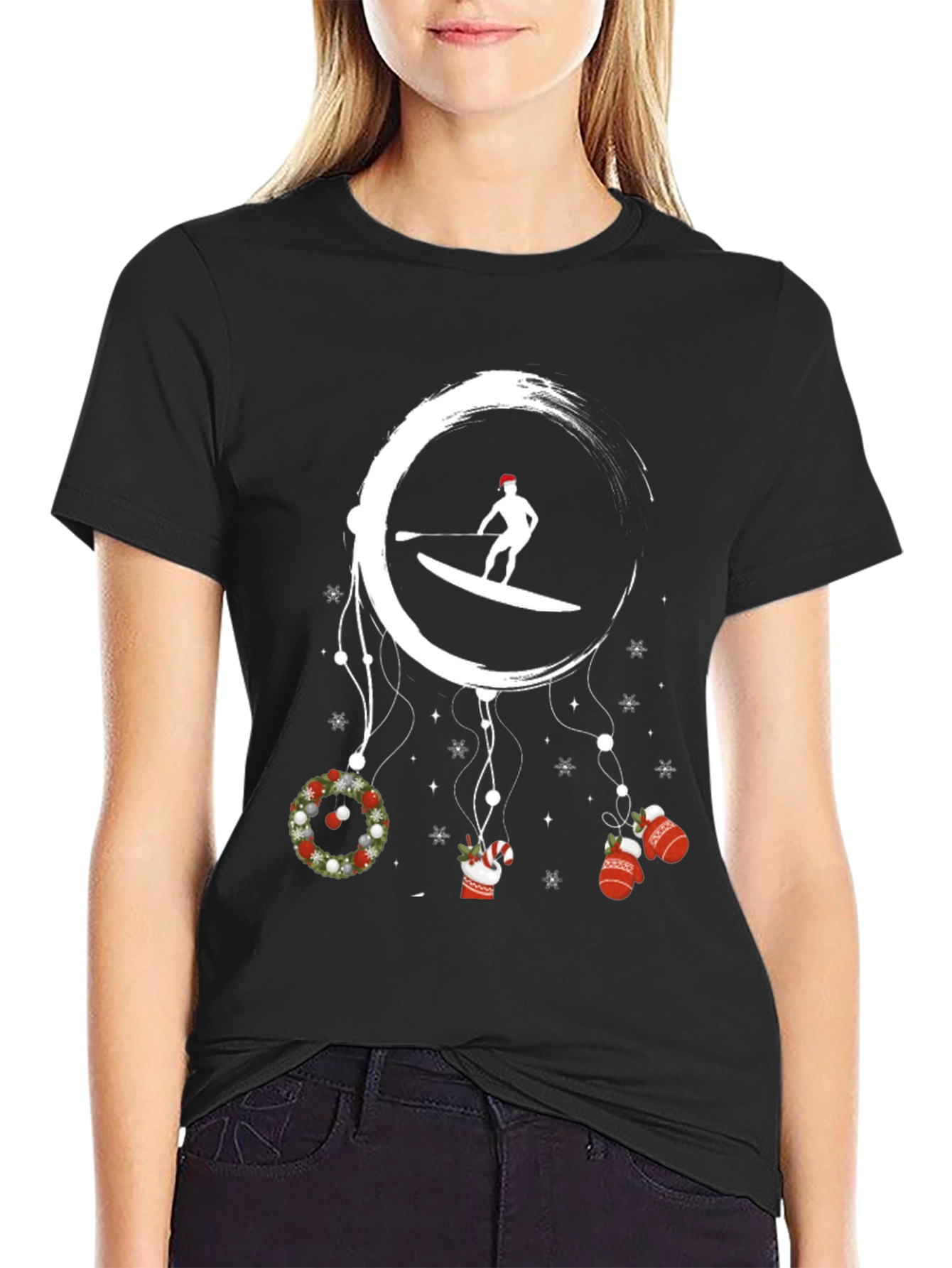 Christmas Paddle Boarding Graphic Tee