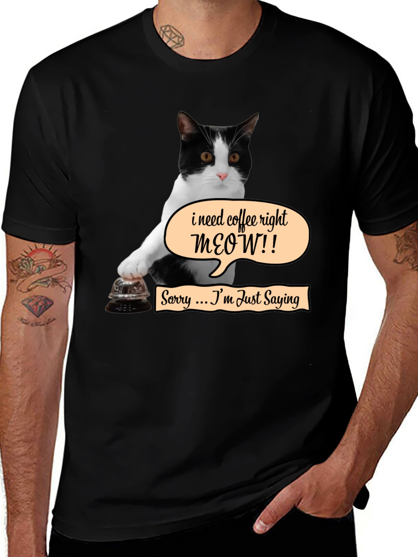 Coffee Meow Cat T-Shirt - Funny Novelty Tee