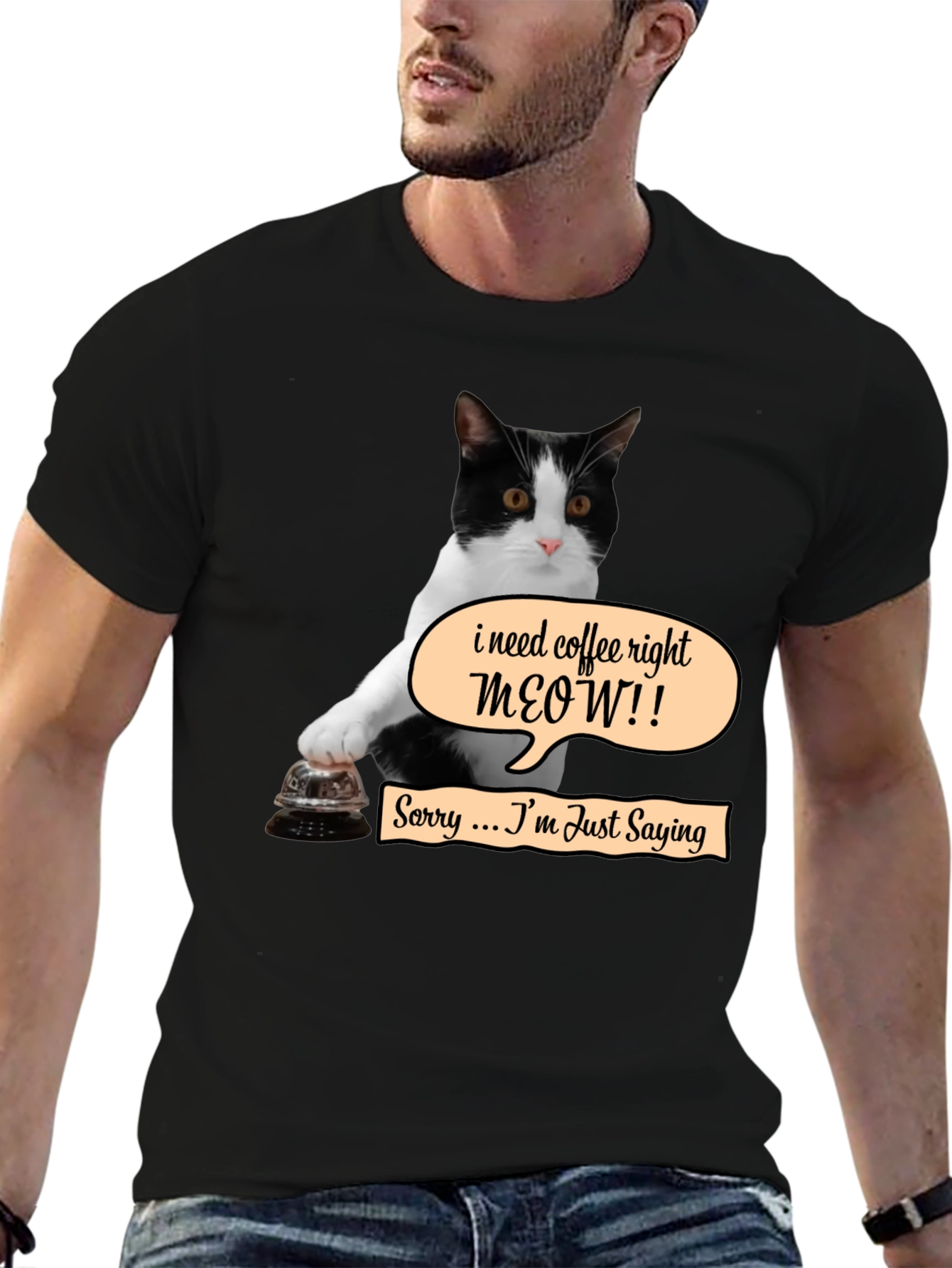 Coffee Meow Cat T-Shirt - Funny Novelty Tee