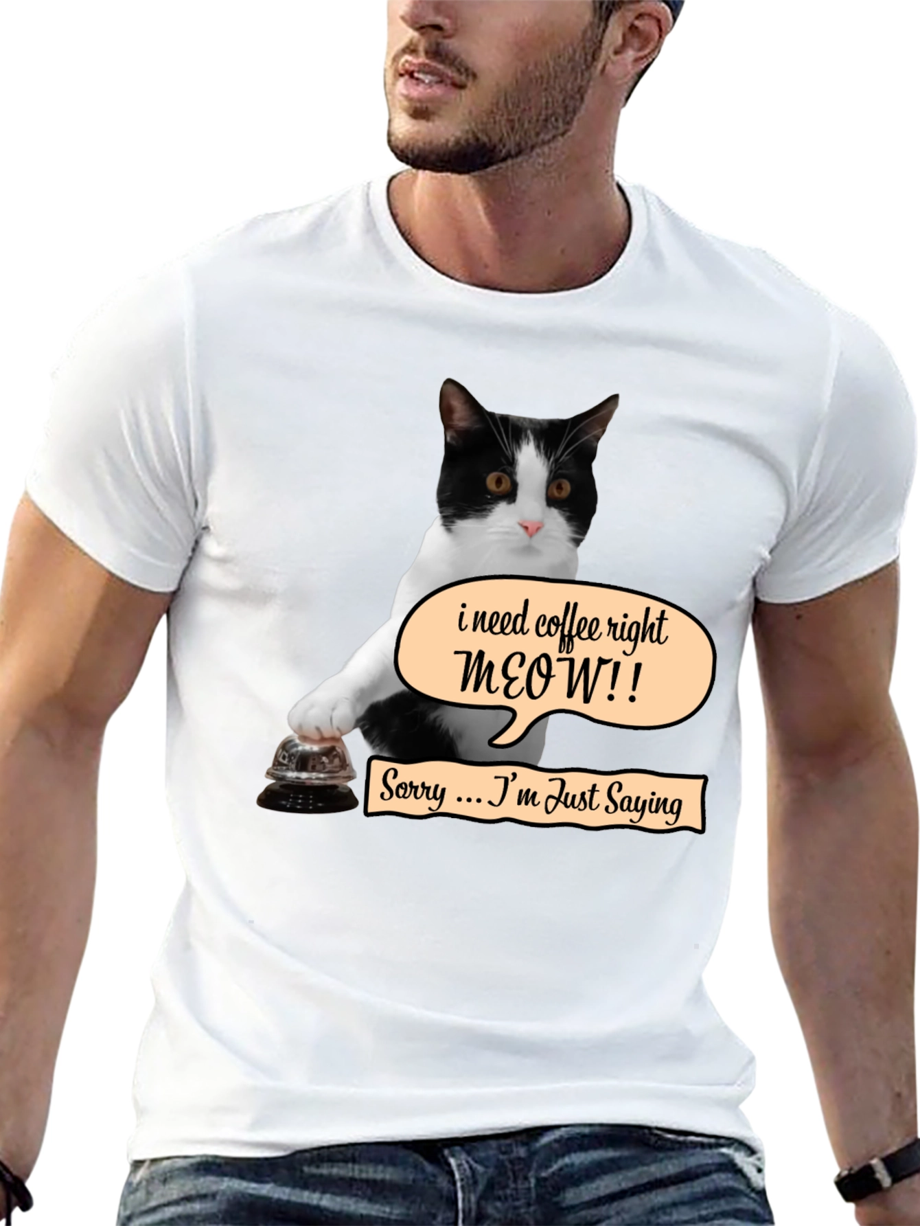 Coffee Meow Cat T-Shirt - Funny Novelty Tee