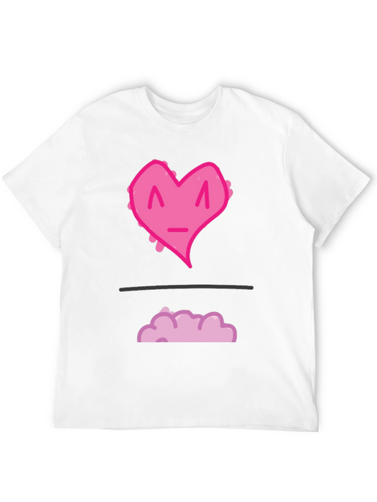 Funny Pink Heart Graphic T-Shirt - Black Casual Tee