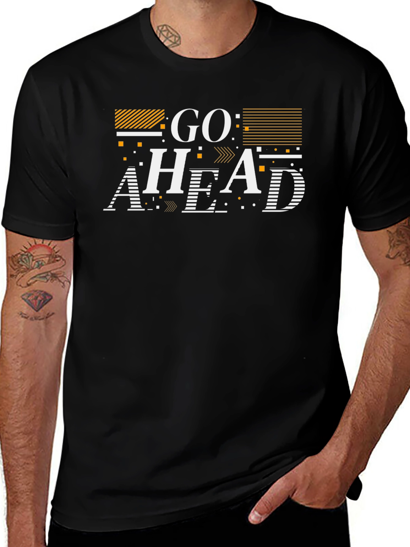 Go Ahead Graphic Print Black T-Shirt