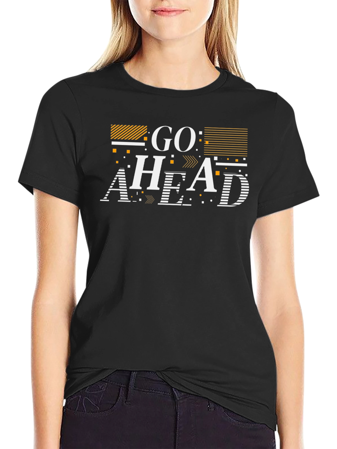 Go Ahead Graphic Print Black T-Shirt