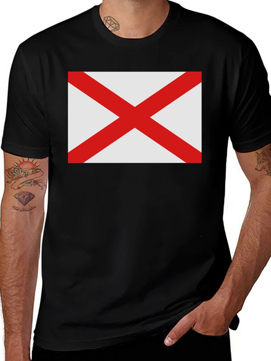 Alabama Flag Graphic T-Shirt - Black Cotton Tee