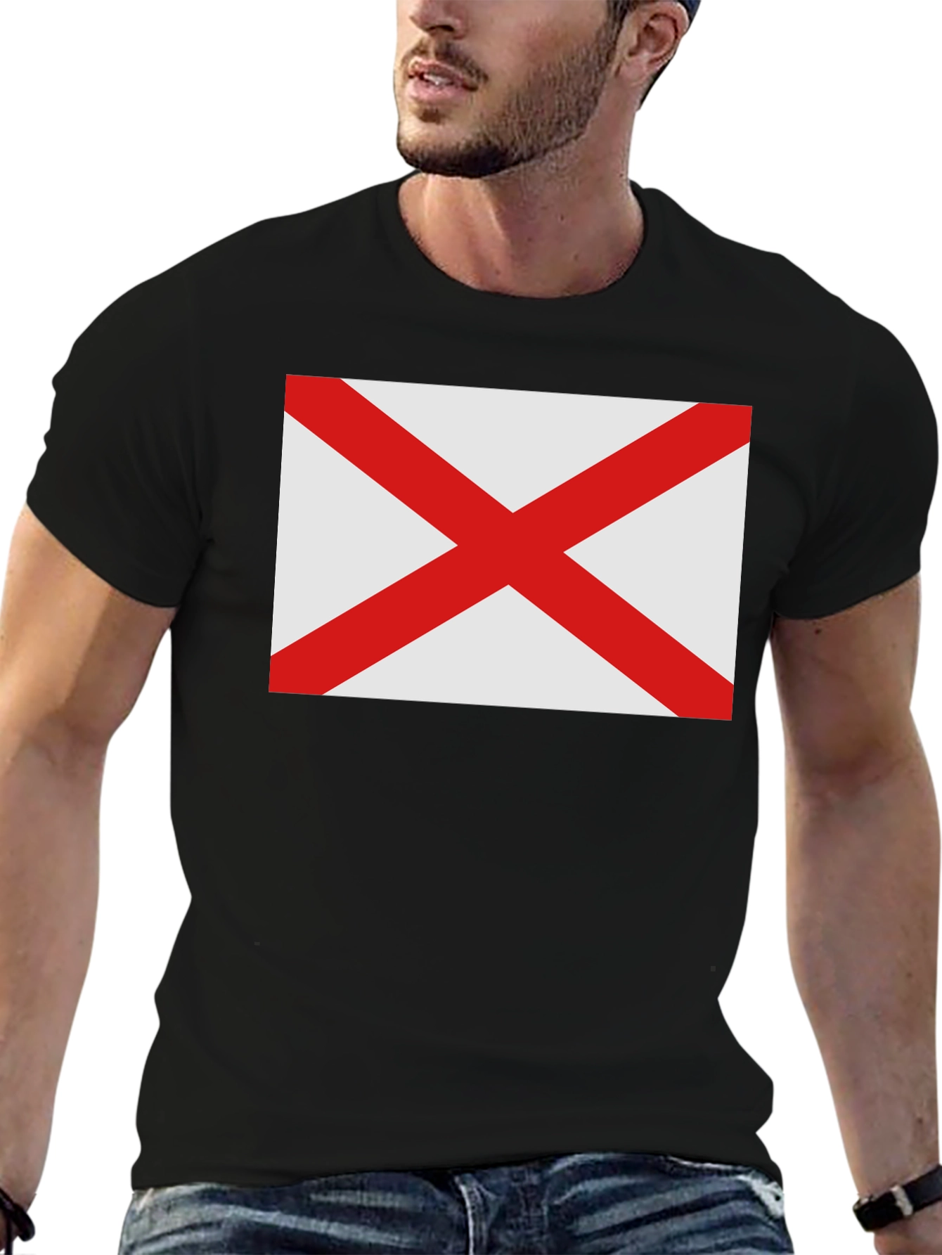 Alabama Flag Graphic T-Shirt - Black Cotton Tee