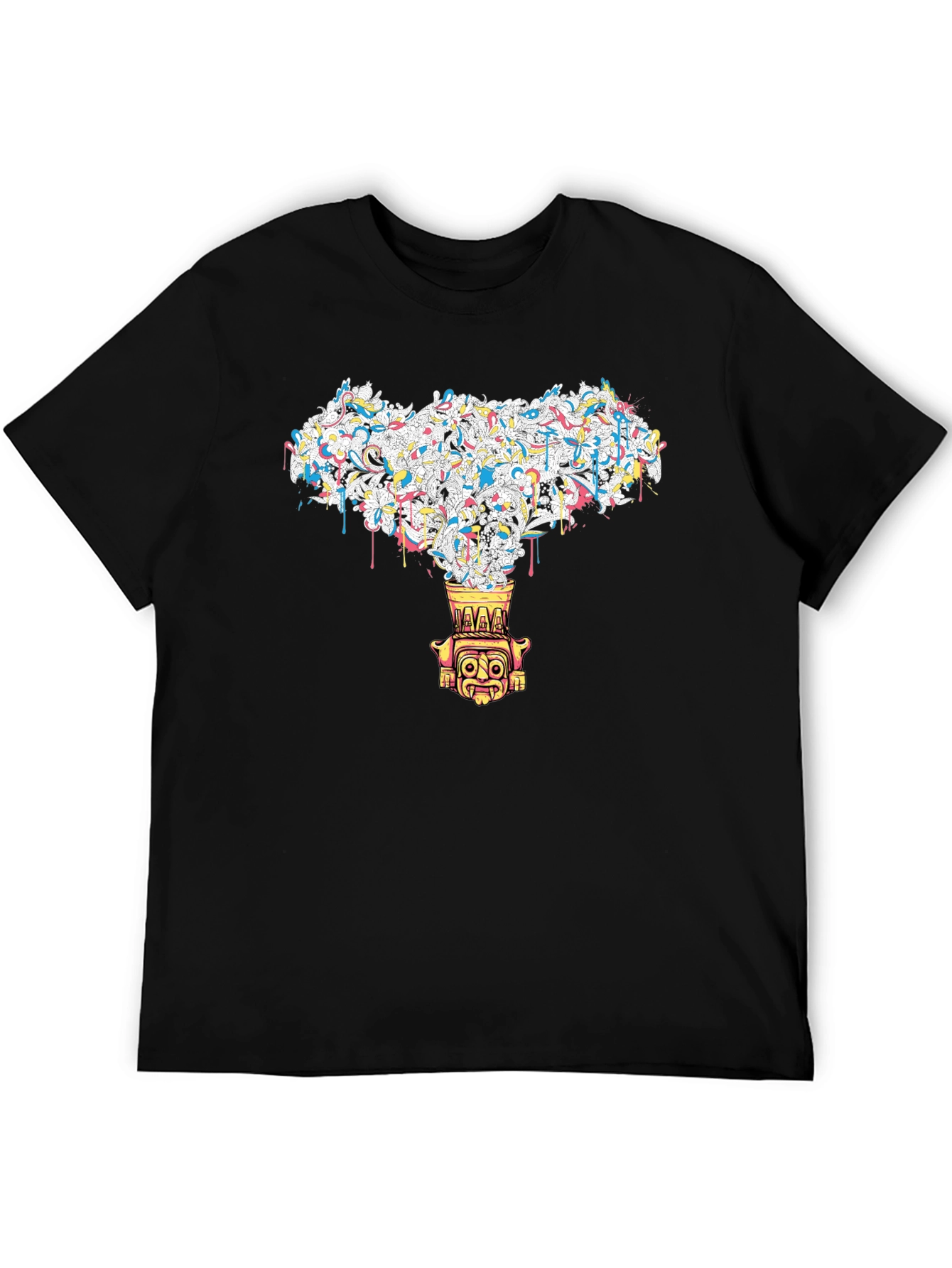 Abstract Tiki Graphic Black Tee