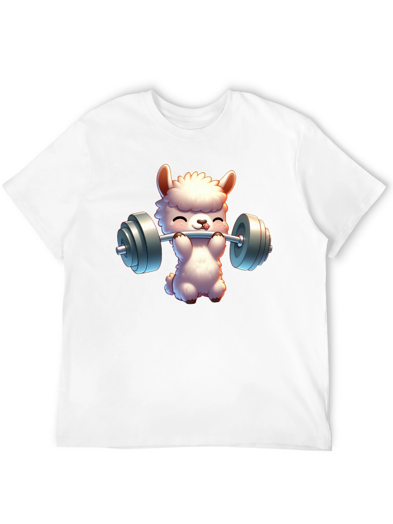 Llama Lifting Weights Graphic Tee - Gym Humor