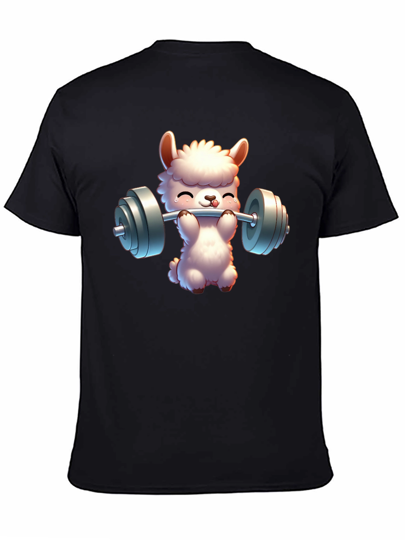 Llama Lifting Weights Graphic Tee - Gym Humor