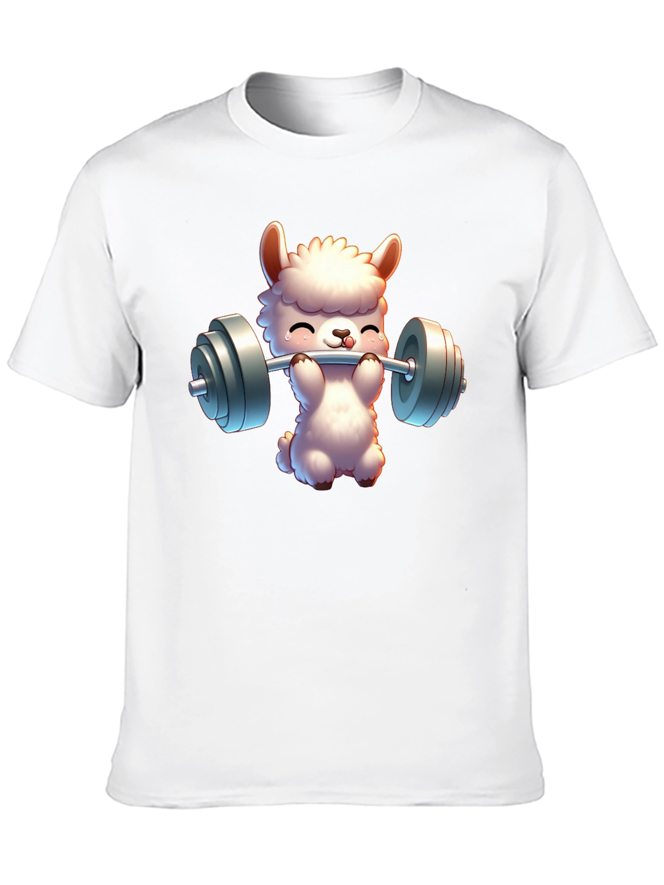 Llama Lifting Weights Graphic Tee - Gym Humor