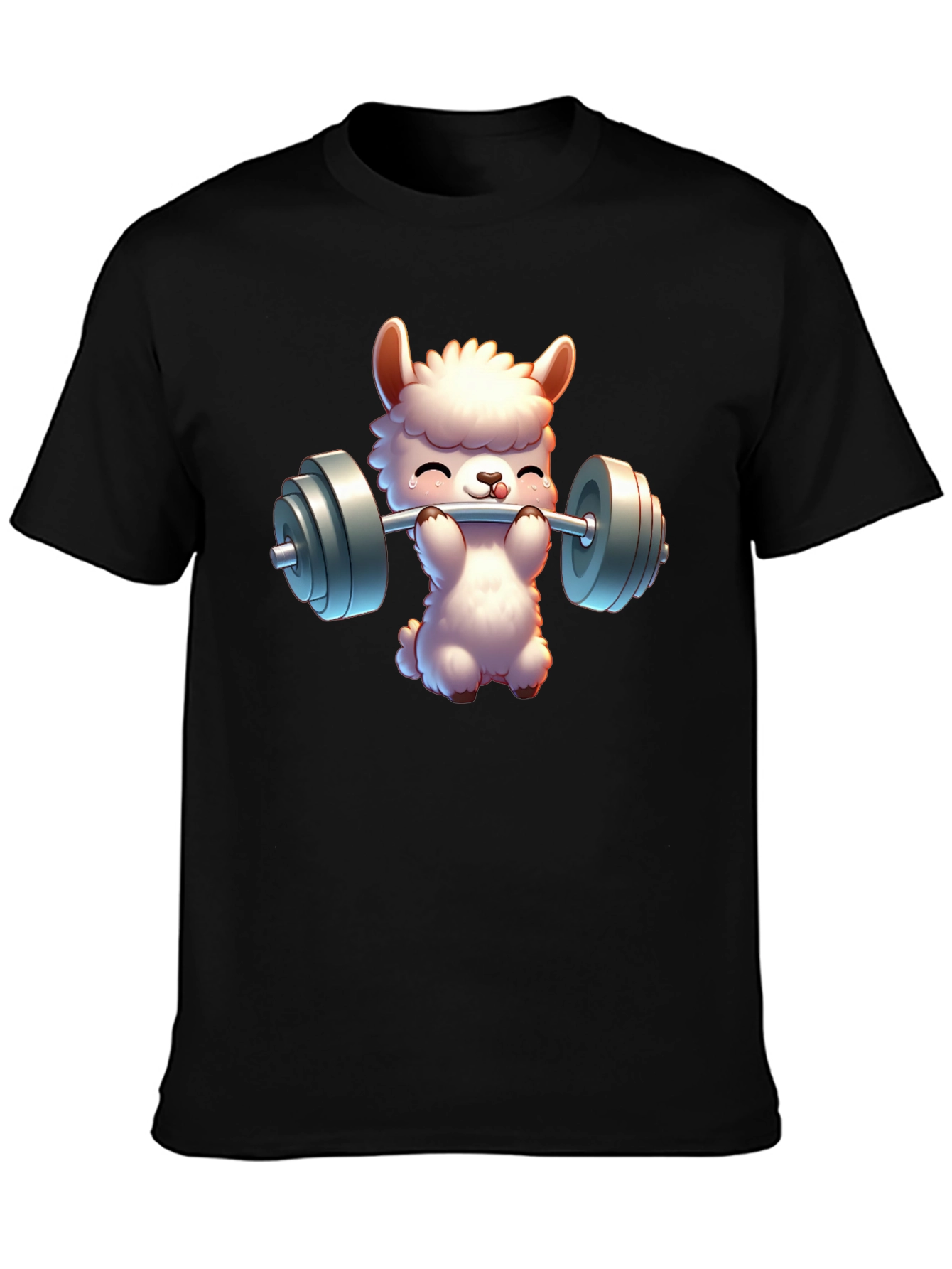 Llama Lifting Weights Graphic Tee - Gym Humor