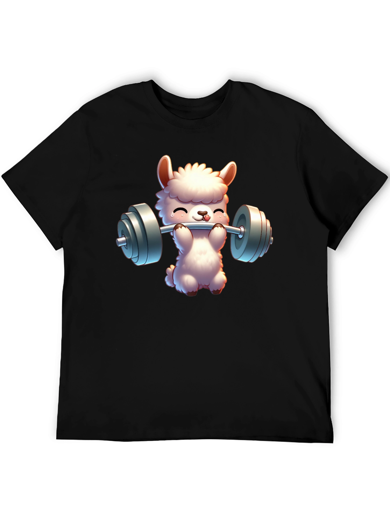 Llama Lifting Weights Graphic Tee - Gym Humor