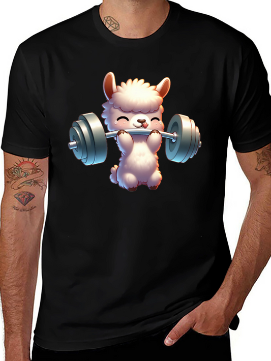 Llama Lifting Weights Graphic Tee - Gym Humor