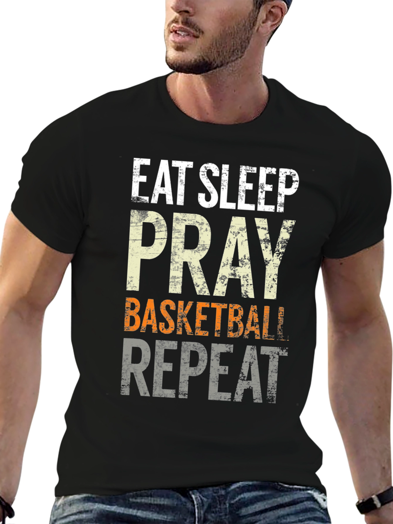 Eat Sleep Pray Basketball Repeat Graphic Tee