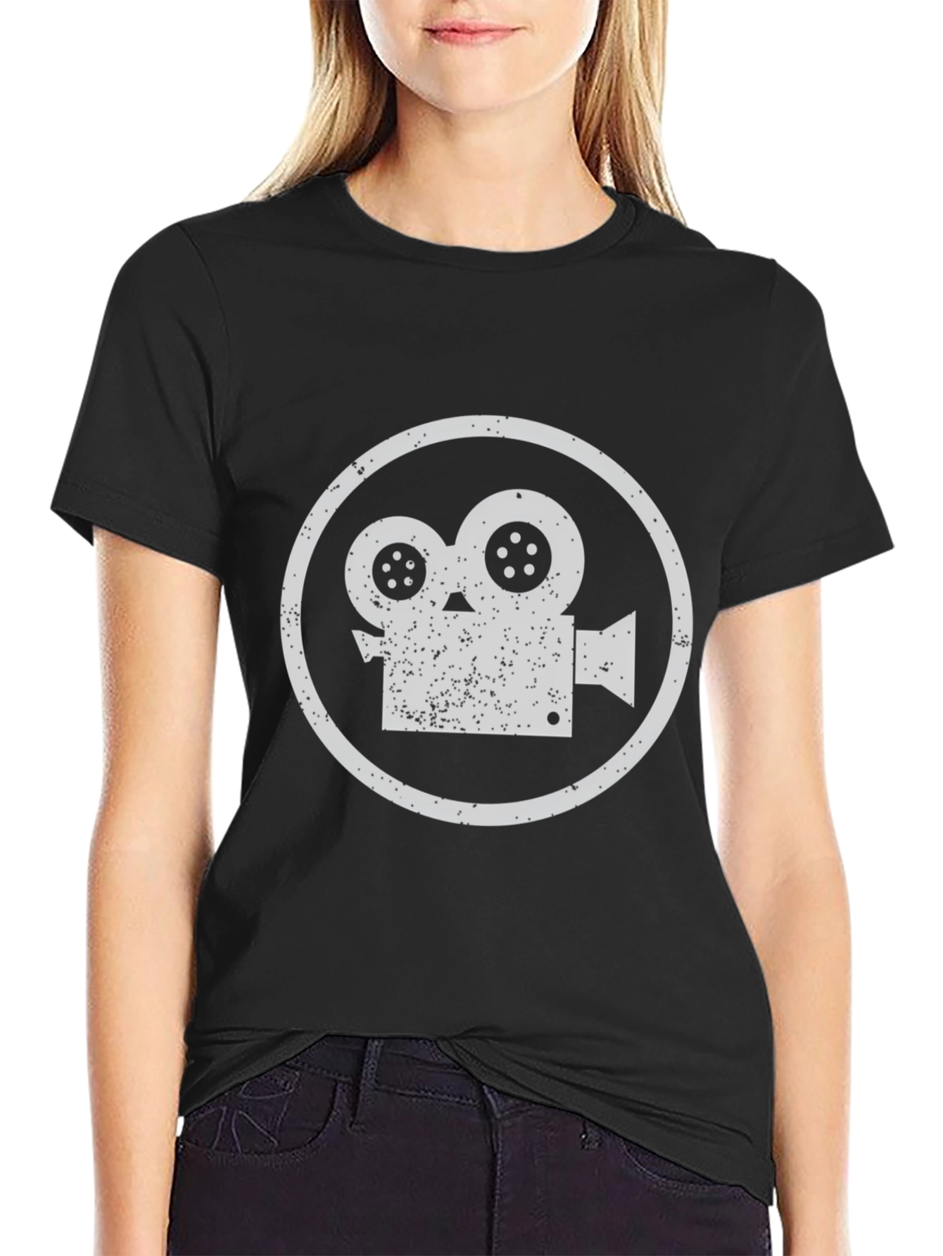 Retro Film Camera T-Shirt - Black