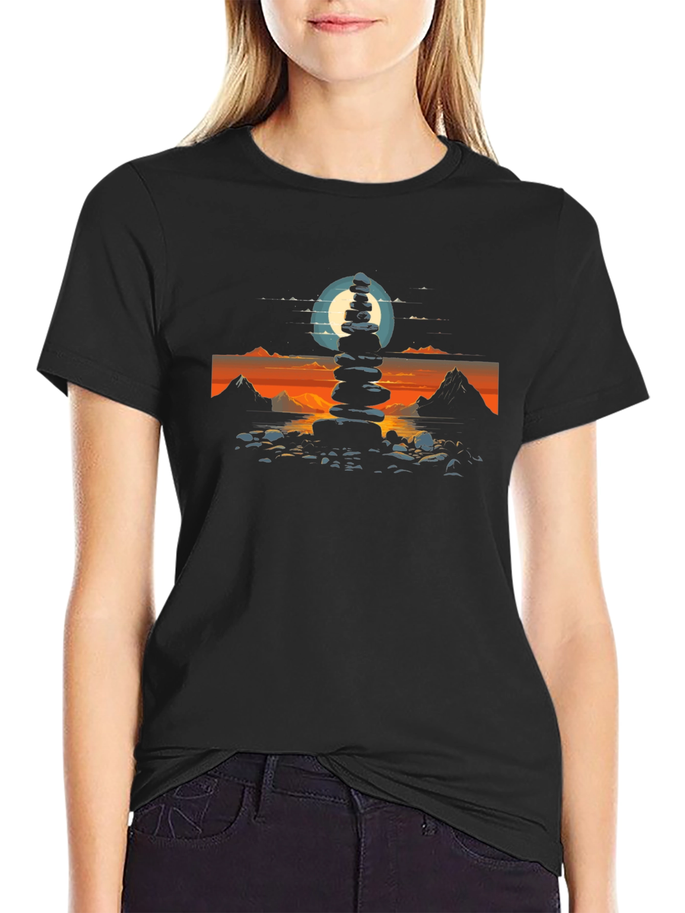 Zen Stacked Stone Graphic Tee