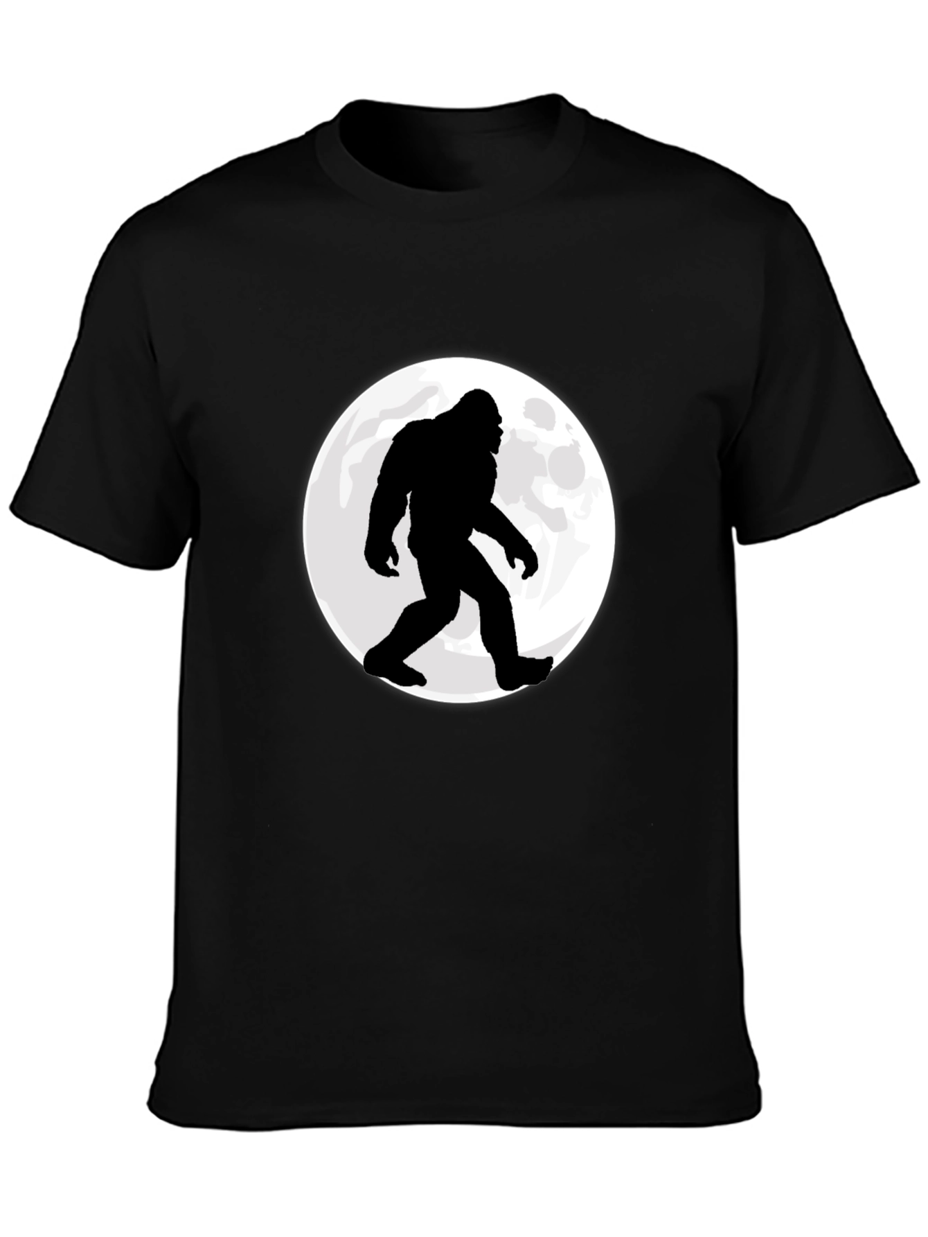 Bigfoot Moon Mens Black Graphic T-Shirt