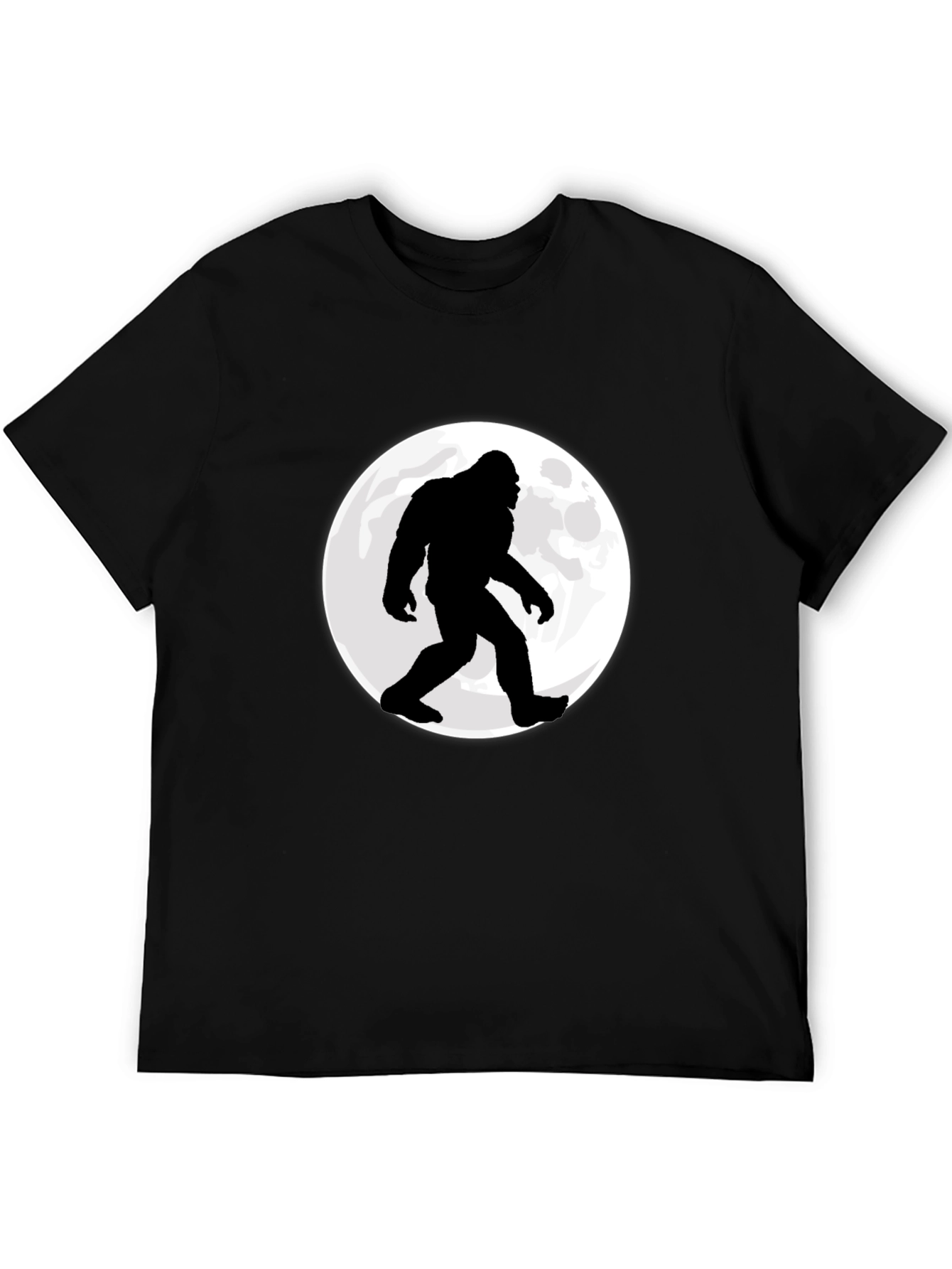 Bigfoot Moon Mens Black Graphic T-Shirt