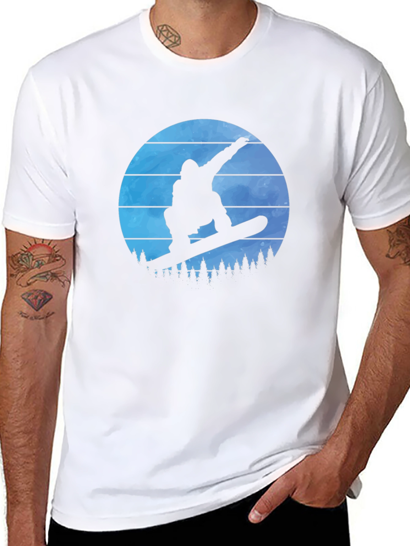 Snowboarder Silhouette Graphic Tee - Black T-Shirt