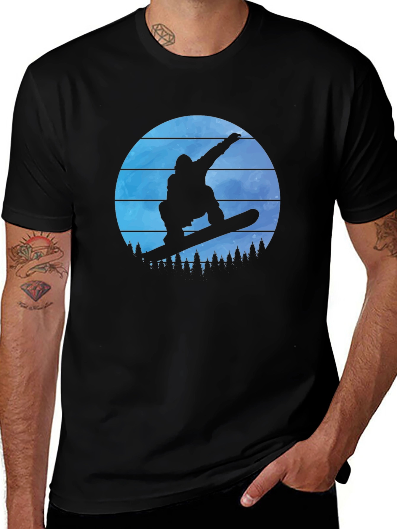 Snowboarder Silhouette Graphic Tee - Black T-Shirt