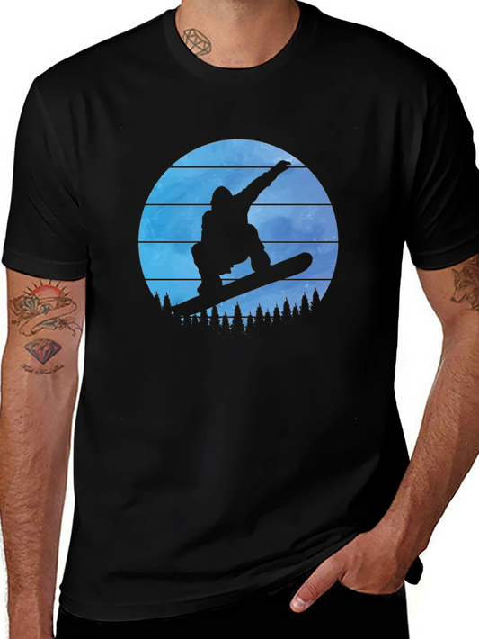 Snowboarder Silhouette Graphic Tee - Black T-Shirt