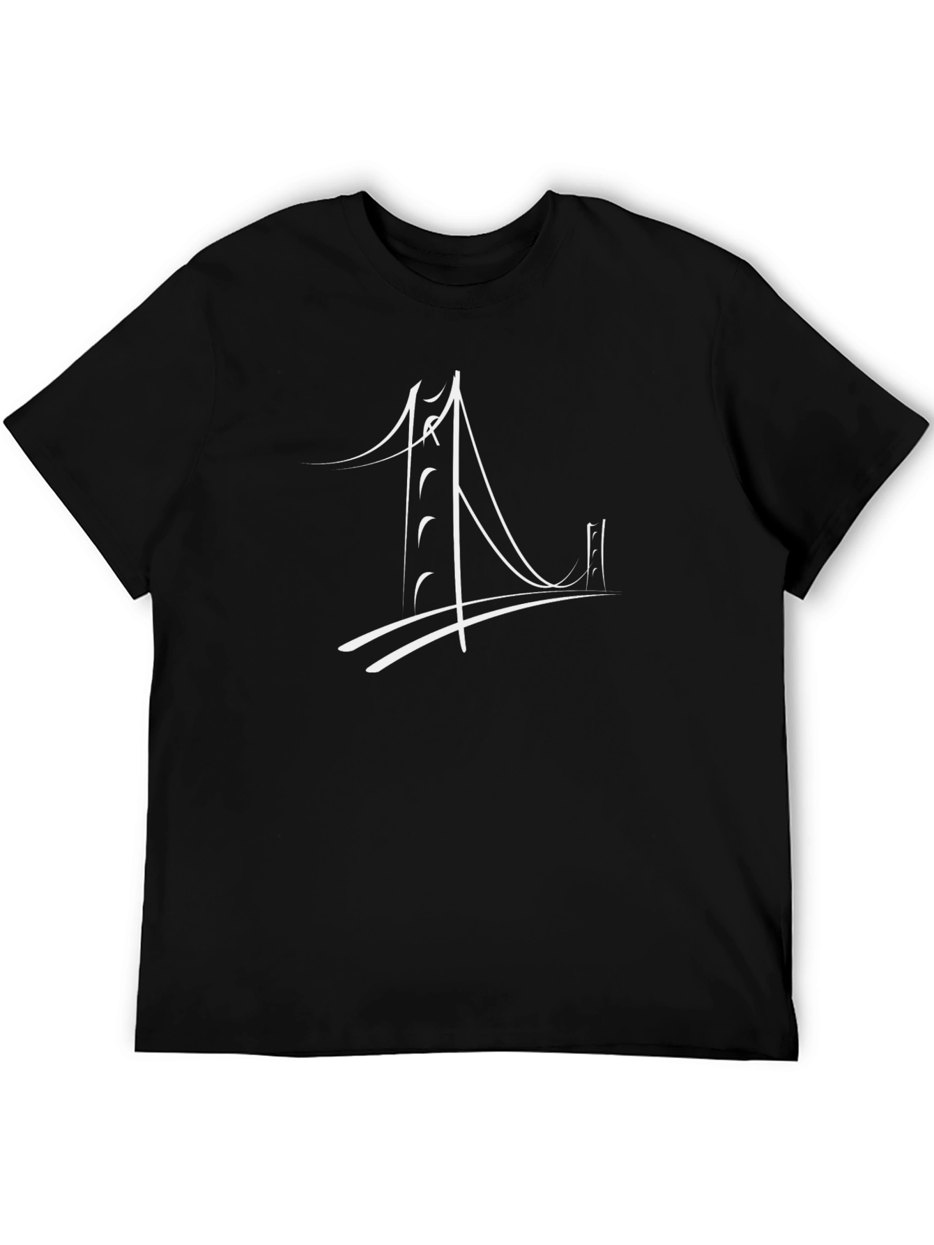 Modern Bridge Graphic Black T-Shirt