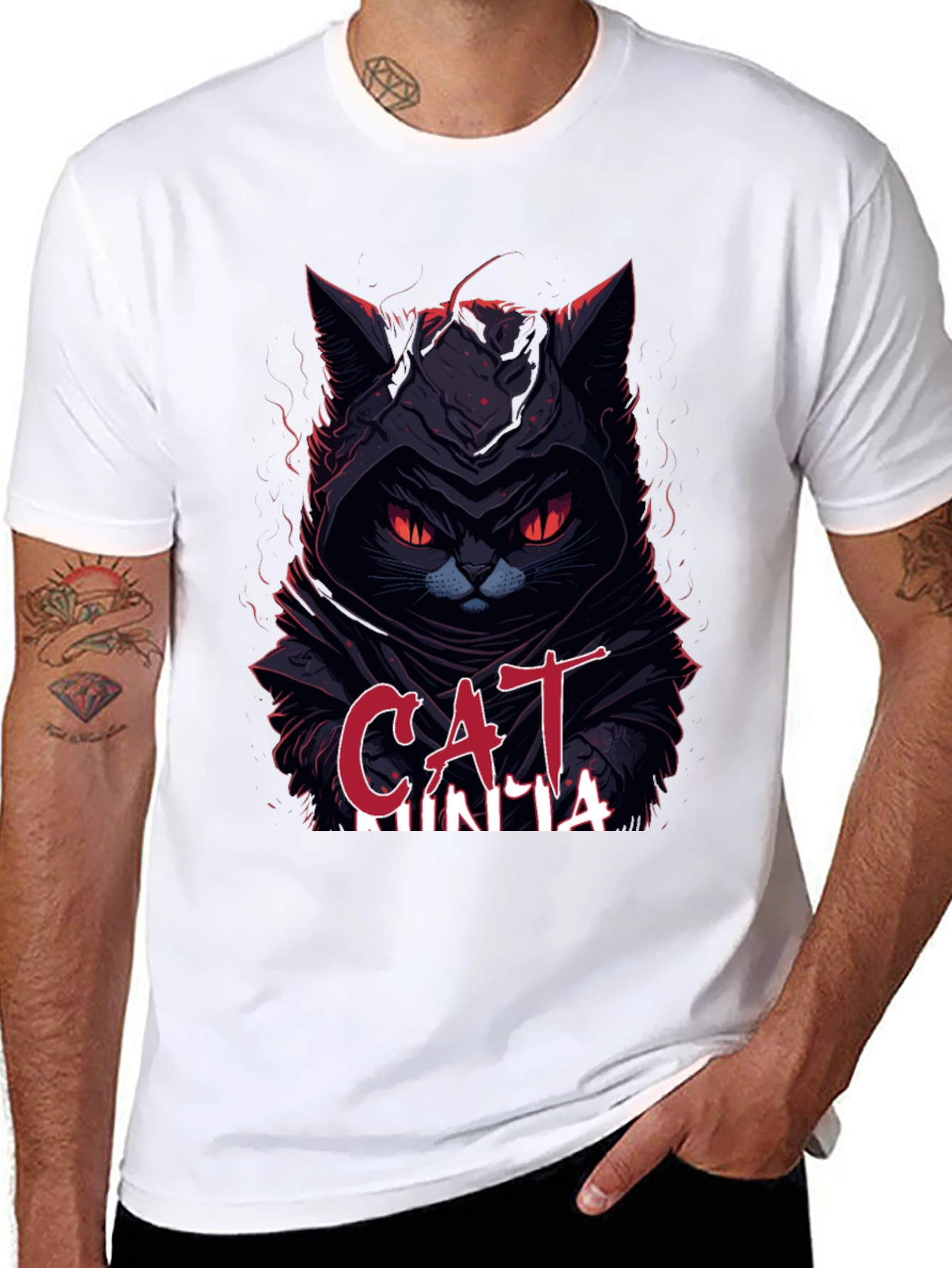 Cat Ninja Graphic T-Shirt - Dark Humor Apparel