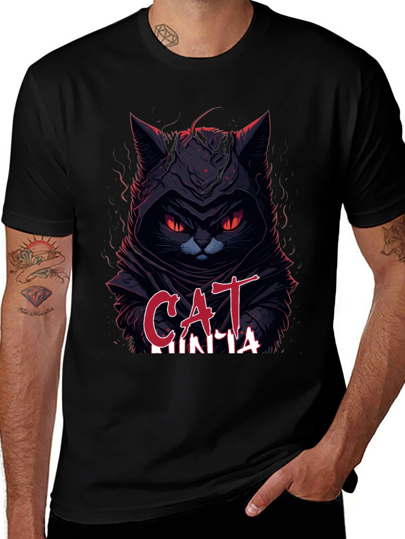 Cat Ninja Graphic T-Shirt - Dark Humor Apparel