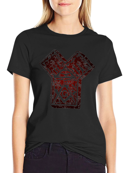 Graphic Print Tee - Freemasonry Symbol Black T-Shirt