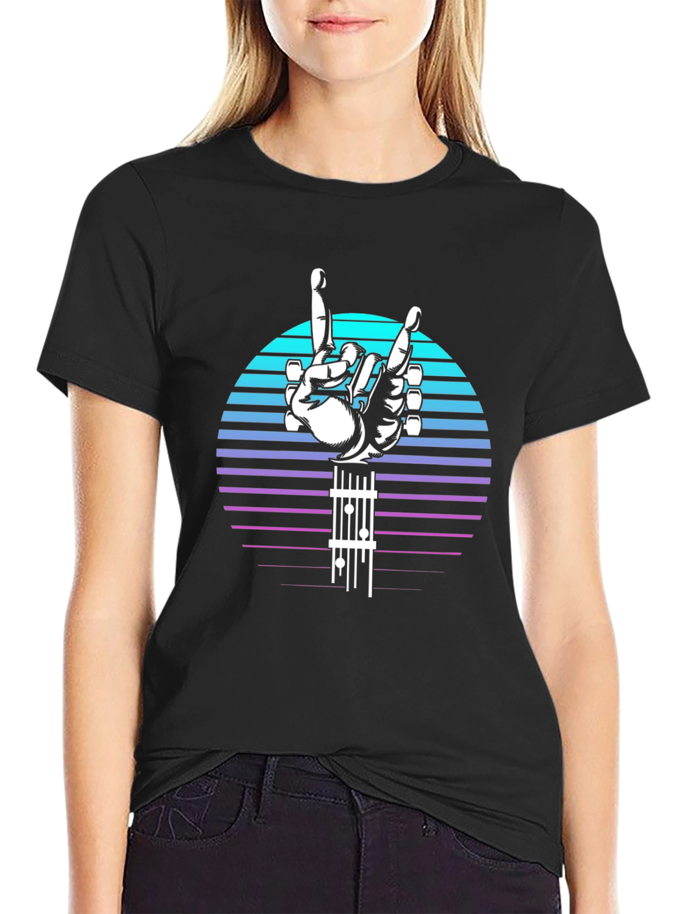 Retro Rock Hand Guitar T-Shirt