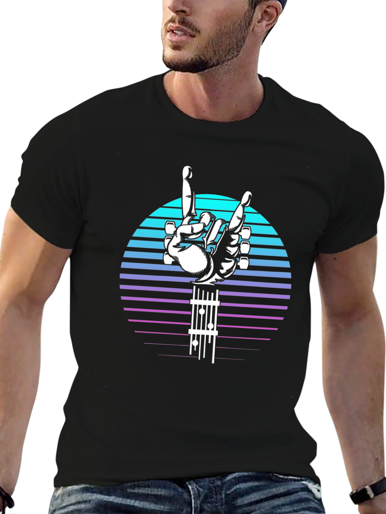 Retro Rock Hand Guitar T-Shirt