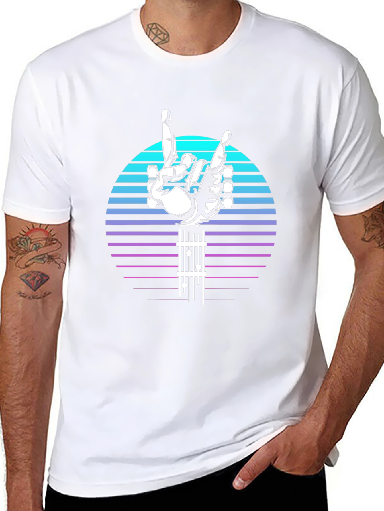 Retro Rock Hand Guitar T-Shirt