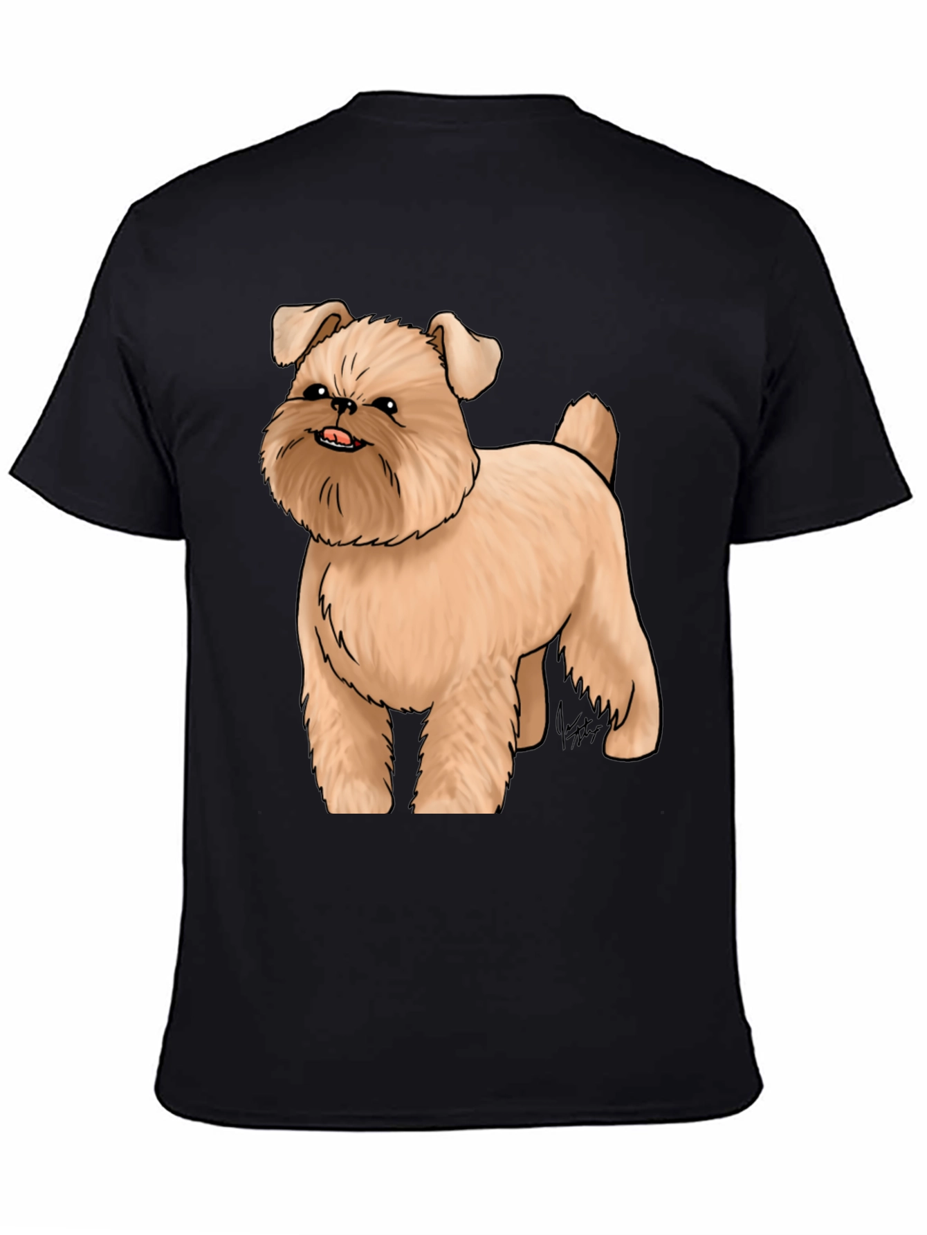 Dog Cartoon Graphic Black T-Shirt