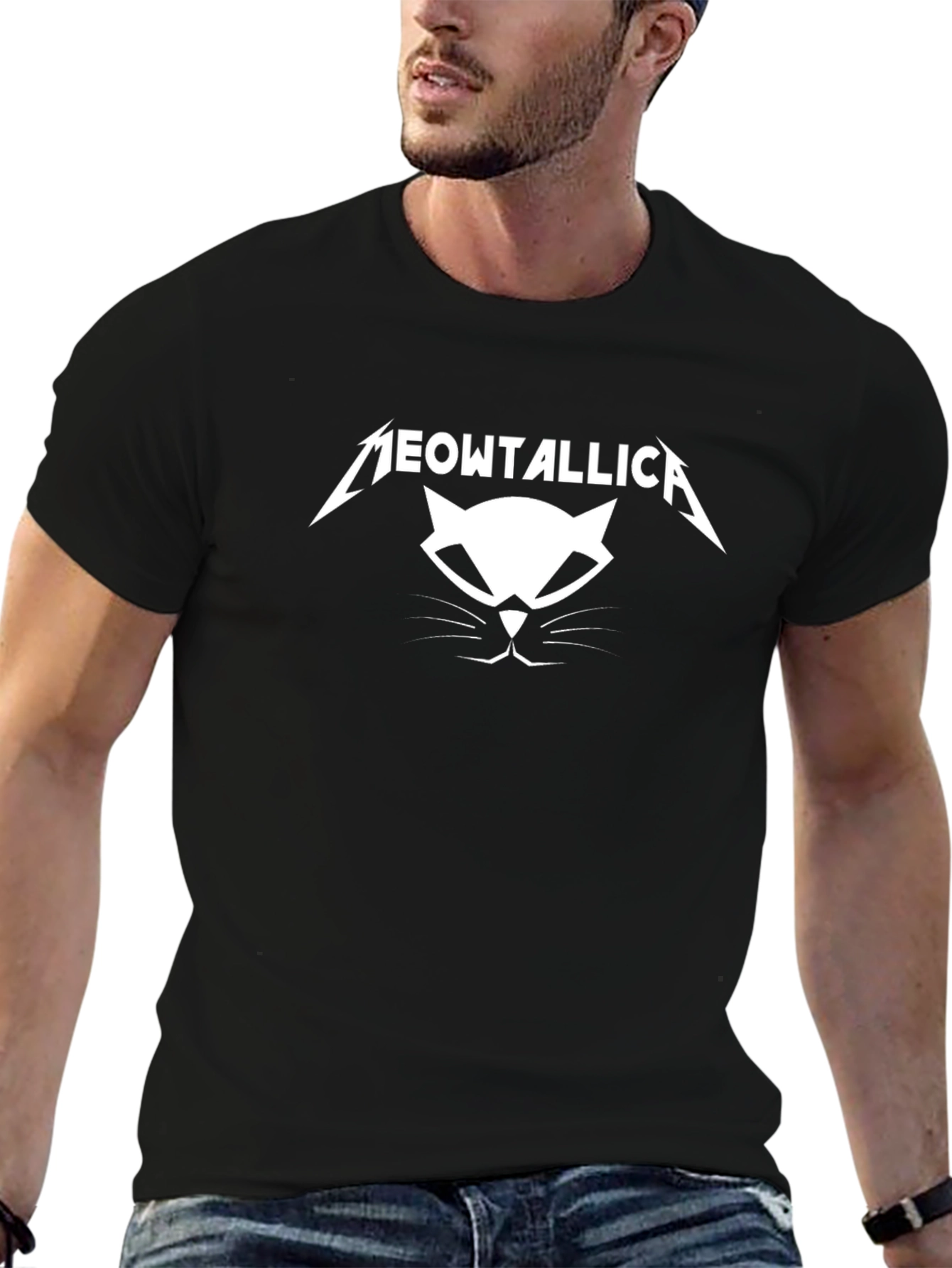 Meowtallica Black T-Shirt - Cat Metal Fan Tee