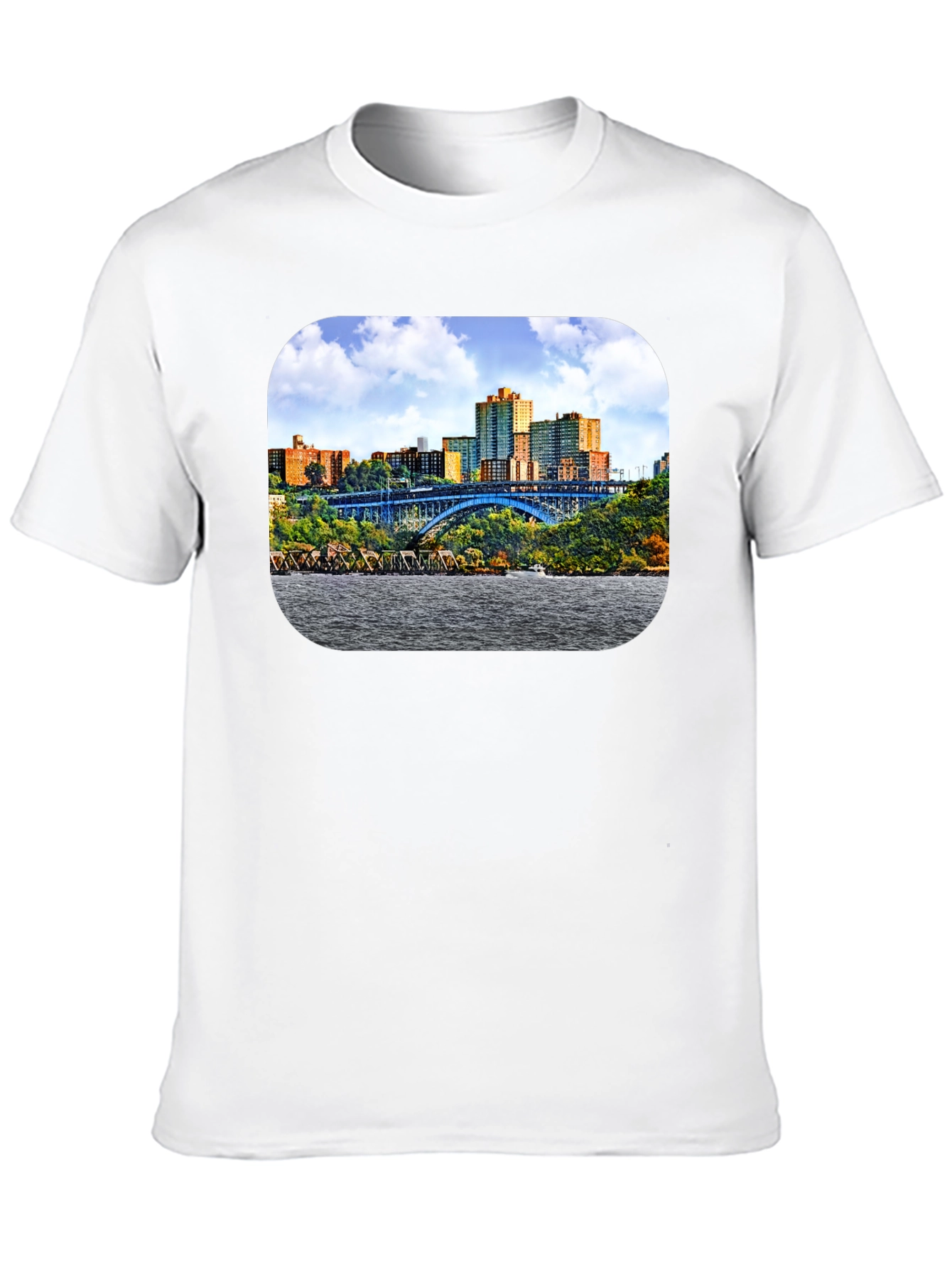 Cityscape Bridge Graphic Tee - Mens Black T-Shirt