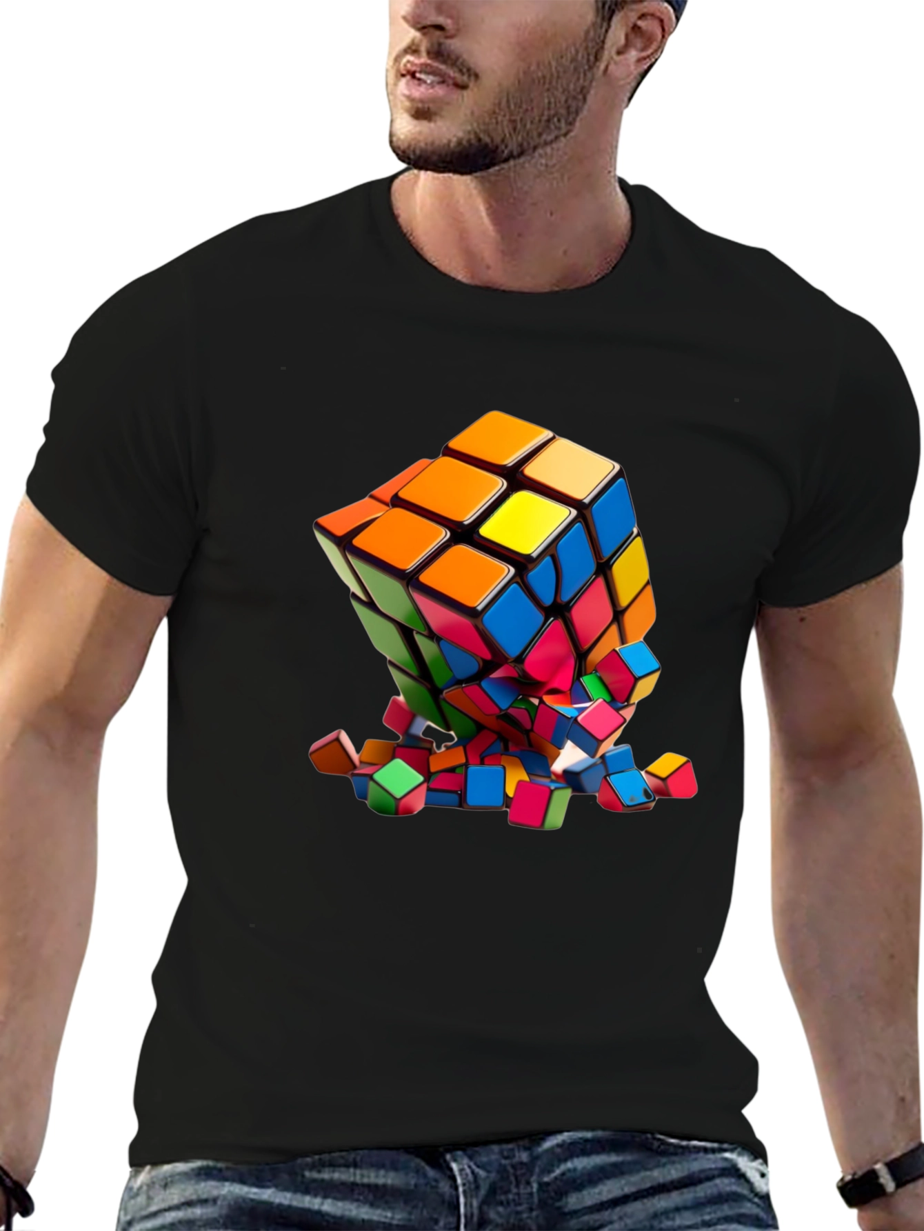 Exploding Rubiks Cube Graphic Tee