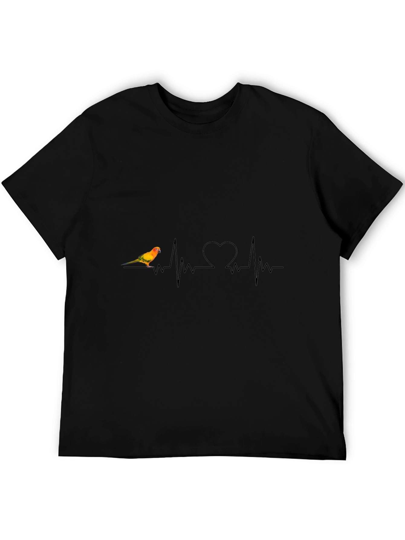 Heartbeat Parrot Graphic Tee - Black