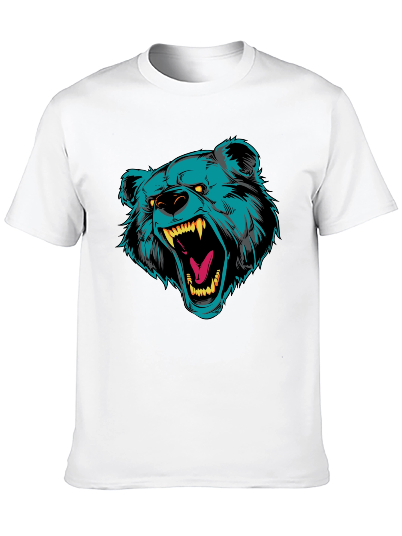 Black T-Shirt with Roaring Bear Graphic