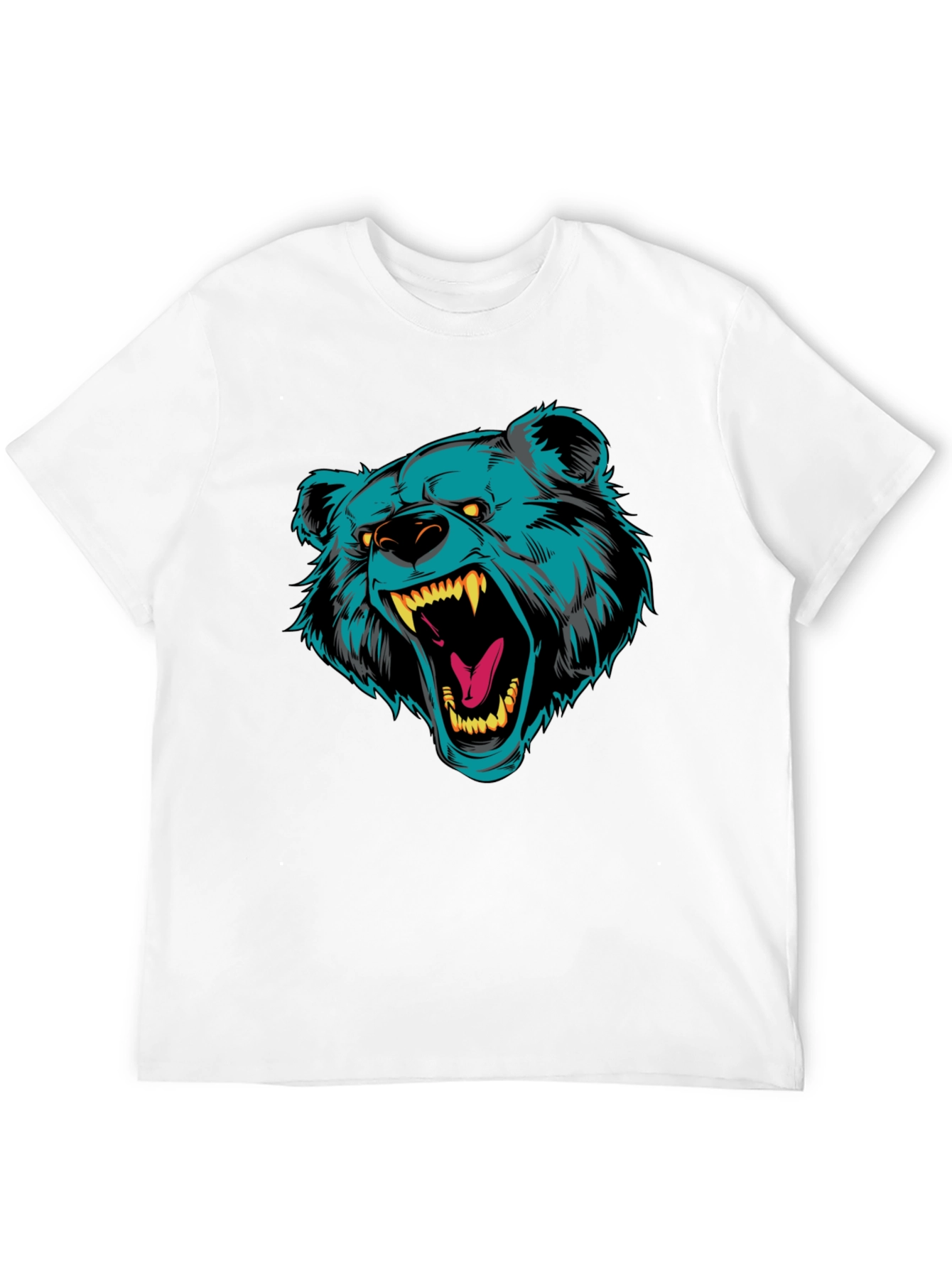 Black T-Shirt with Roaring Bear Graphic