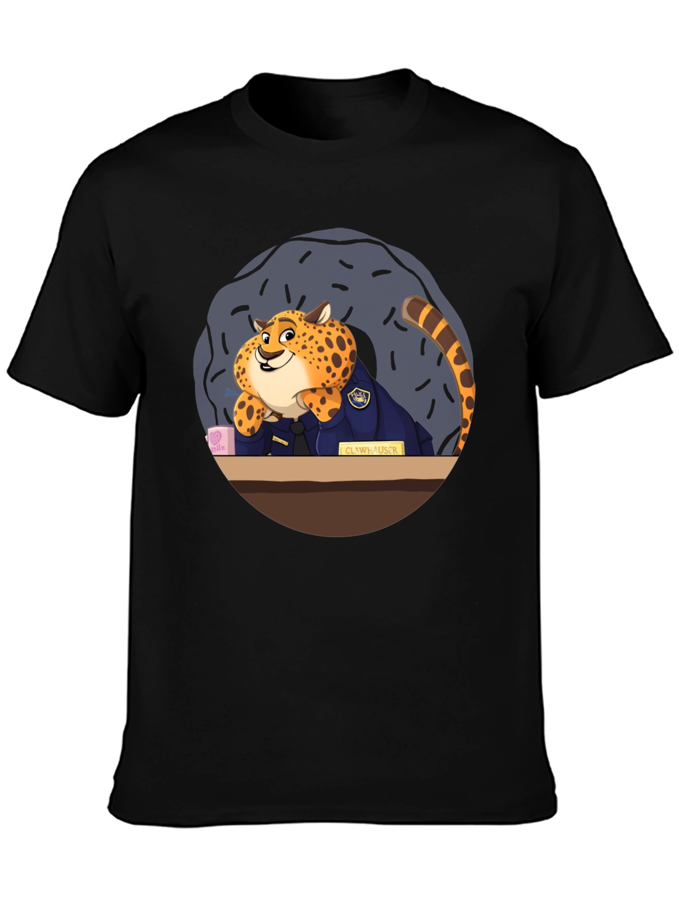 Zootopia Clawhauser T-Shirt - Black Graphic Tee