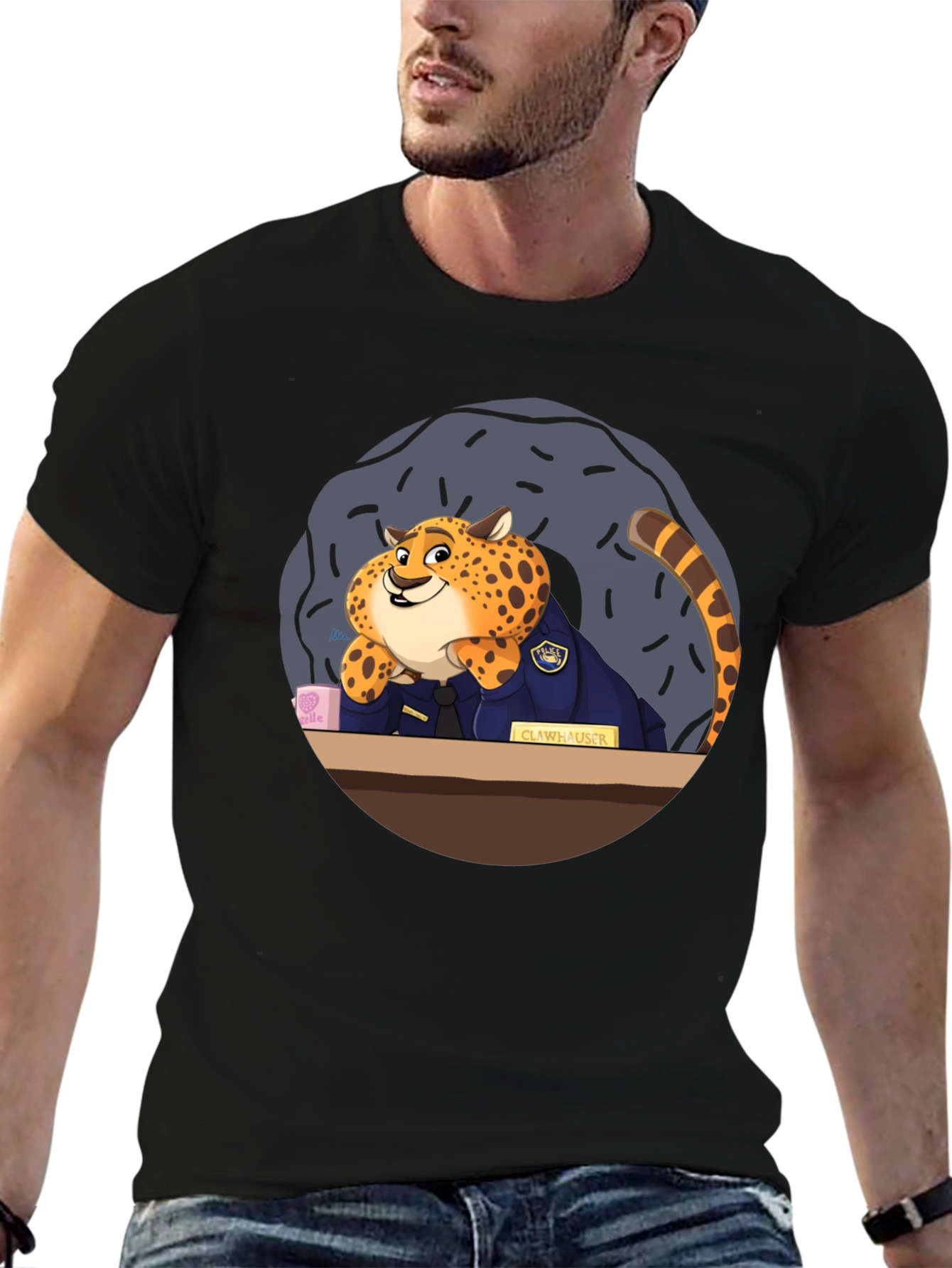 Zootopia Clawhauser T-Shirt - Black Graphic Tee