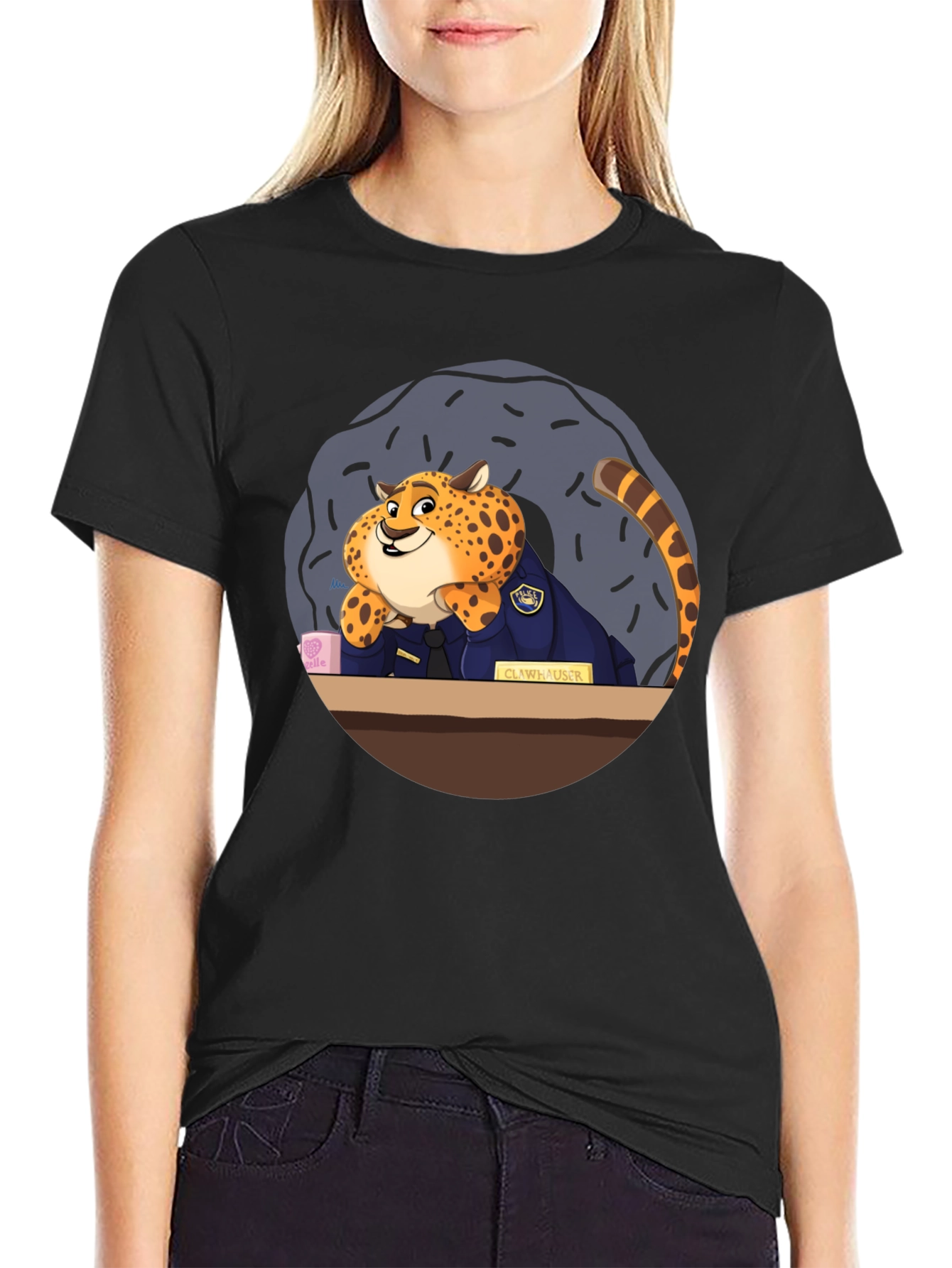 Zootopia Clawhauser T-Shirt - Black Graphic Tee