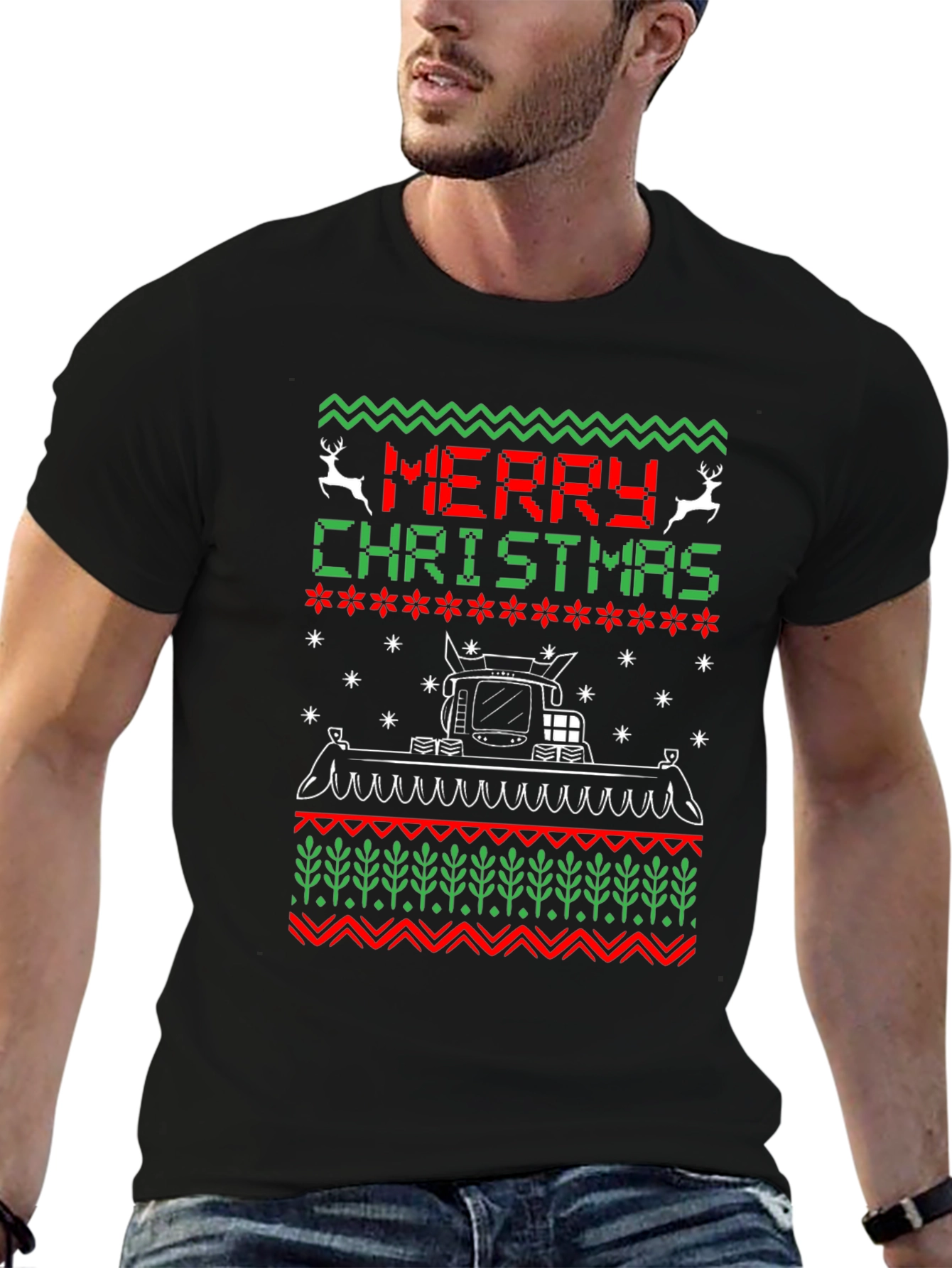 Festive Tractor Christmas T-Shirt