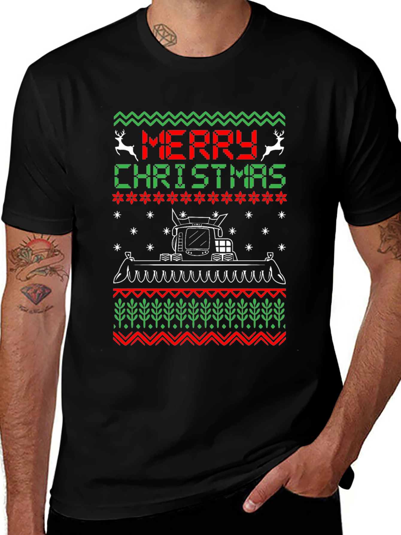 Festive Tractor Christmas T-Shirt
