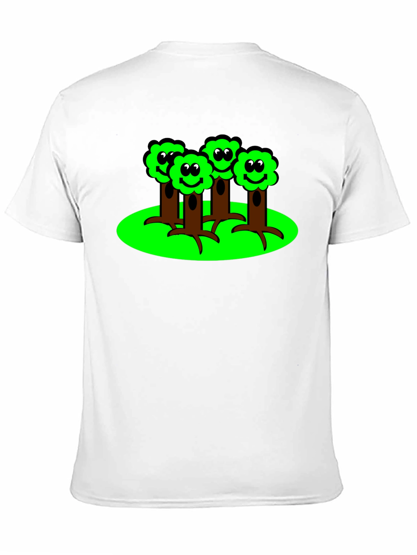 Cartoon Tree Graphic T-Shirt - Black