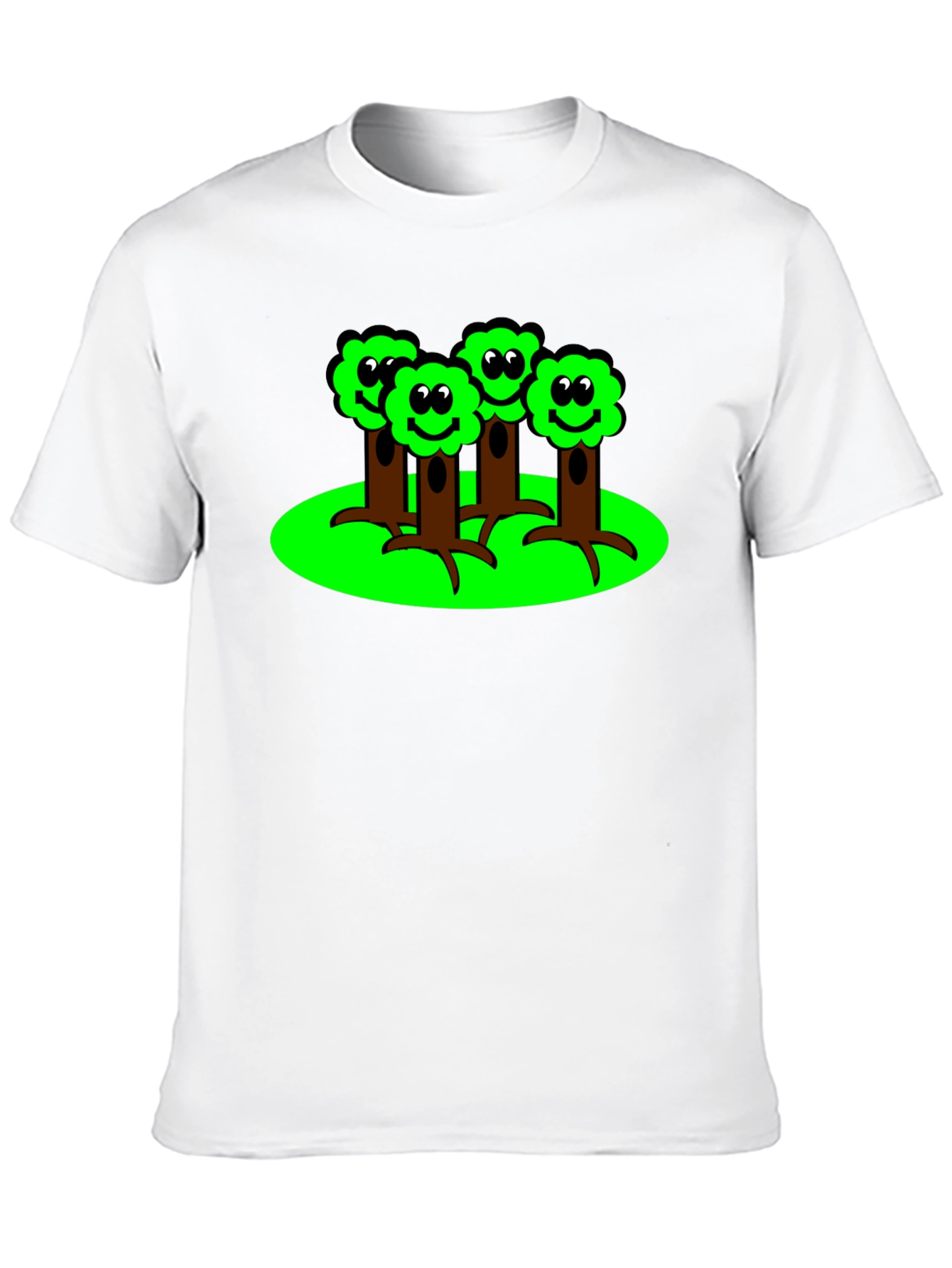 Cartoon Tree Graphic T-Shirt - Black